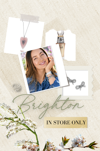 Promotional banner for 'Brighton' jewelry and text inviting customers to visit in-store.