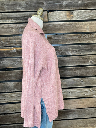 side view of Pink sweater 