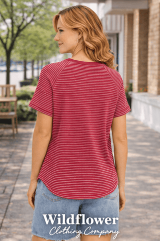 Backroad Berry Stripe Tee - Wildflower Clothing Company