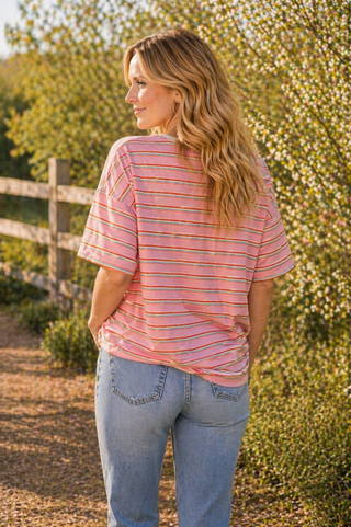 Cactus Bloom Stripe Tee - Wildflower Clothing Company
