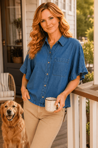 Indigo Trail Button Down Top - Wildflower Clothing Company