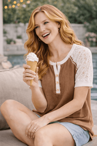 Meadow Lace Henley Top - Wildflower Clothing Company
