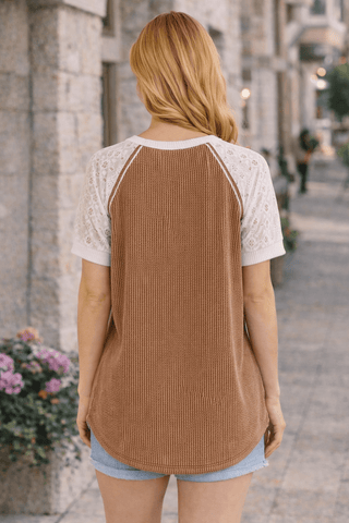 Meadow Lace Henley Top - Wildflower Clothing Company