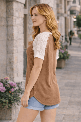 Meadow Lace Henley Top - Wildflower Clothing Company