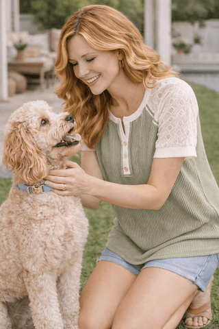 Meadow Lace Henley Top - Wildflower Clothing Company