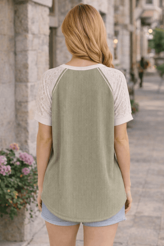 Meadow Lace Henley Top - Wildflower Clothing Company