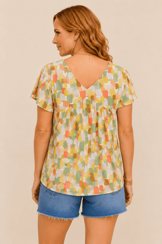 Painted Meadow Babydoll Top - Wildflower Clothing Company