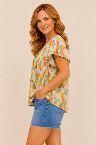 Painted Meadow Babydoll Top - Wildflower Clothing Company