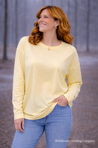 soft yellow long sleeve tee