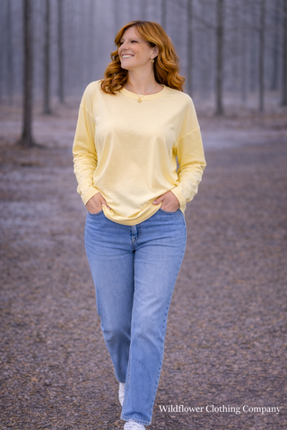 soft yellow long sleeve tee