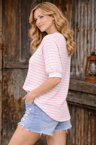 Strawberry Cream Stripe Knit Top - Wildflower Clothing Company