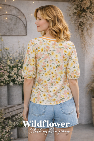 Sunny Garden Split Neck Blouse