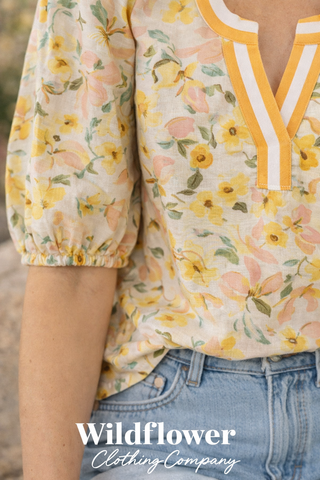 Sunny Garden Split Neck Blouse