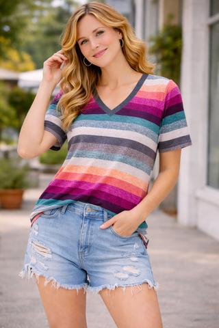 Canyon Sunset Stripe Tee - Wildflower Clothing Company