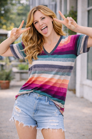 Canyon Sunset Stripe Tee - Wildflower Clothing Company