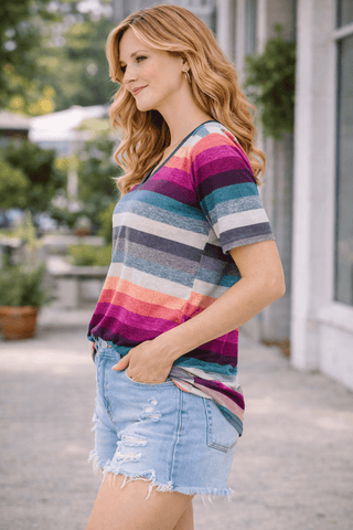 Canyon Sunset Stripe Tee - Wildflower Clothing Company