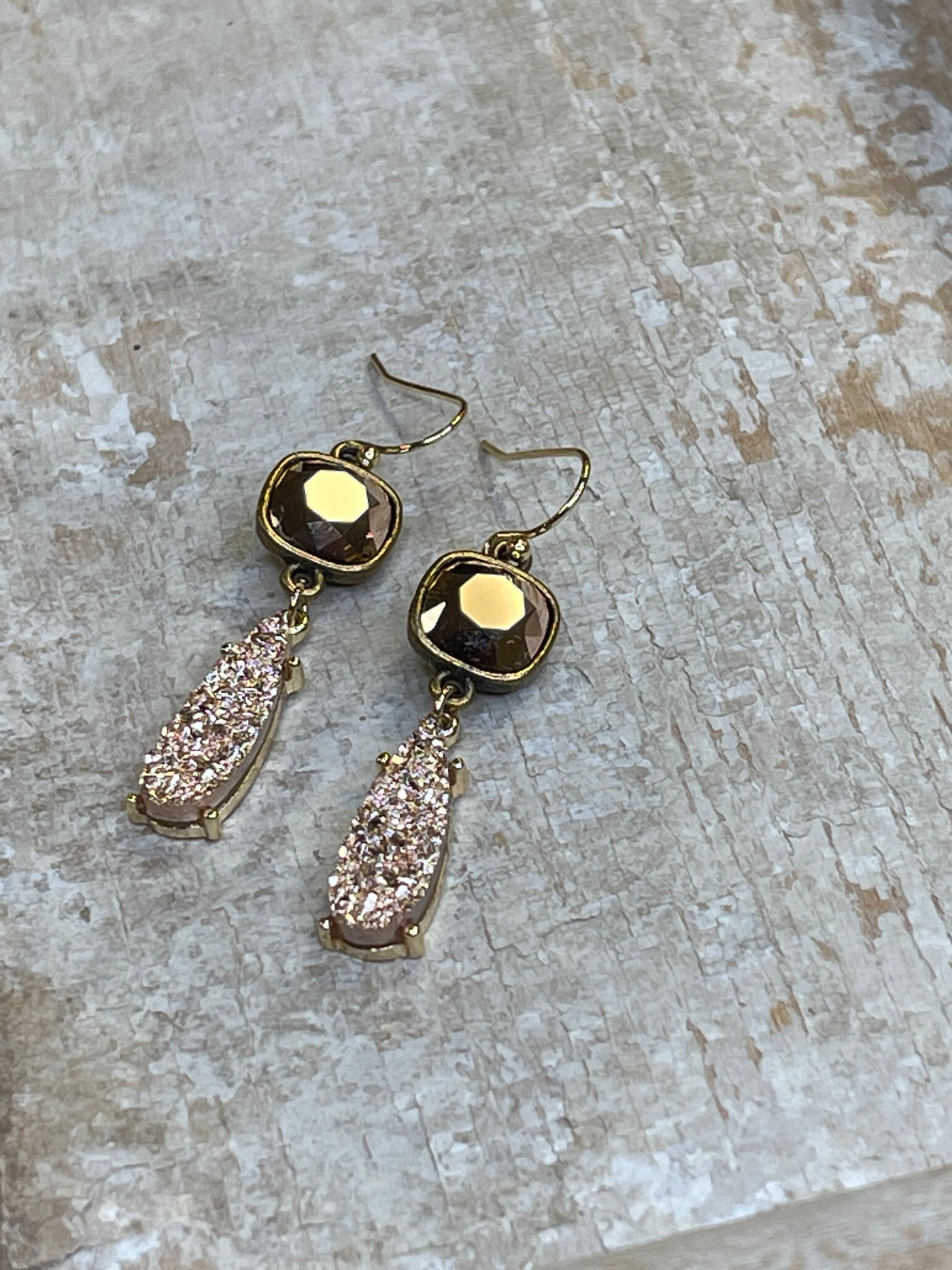 Rose Gold Druzy Dangle Earrings