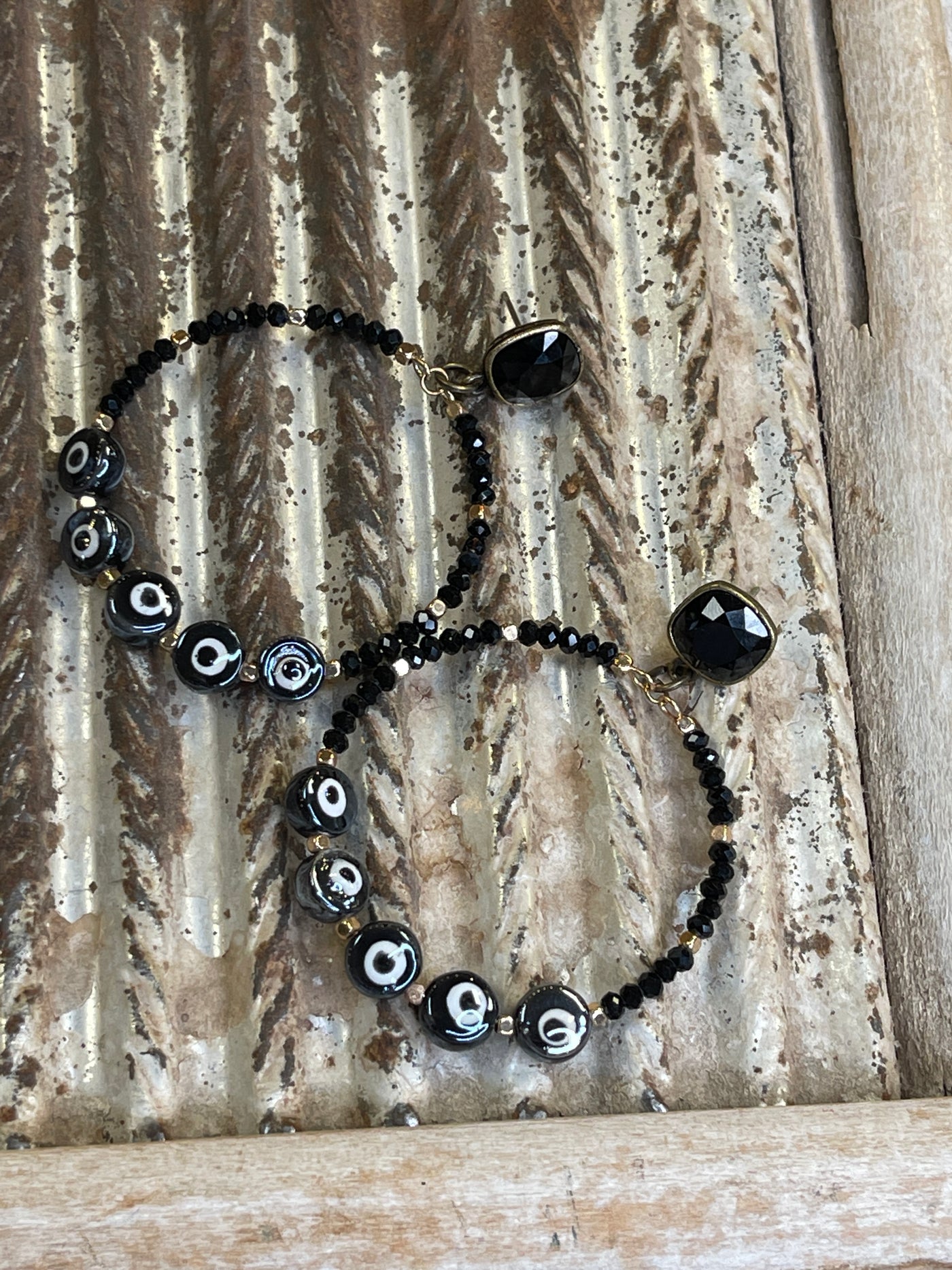Black Ceramic Eye Bead Earrings